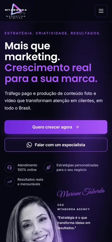 O mesmo site no celular